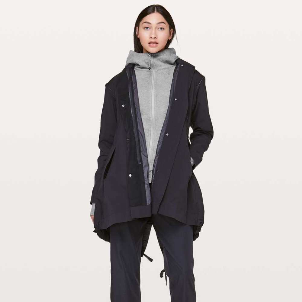 lululemon athletica Black Trench Jacket Fits S/M